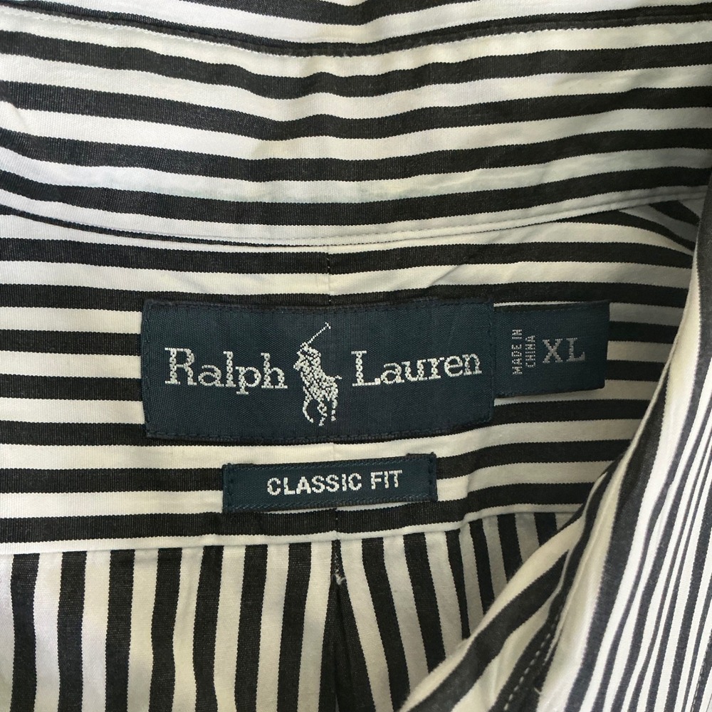 Ralph Lauren Mens Classic Fit Striped Button Down Shirt XL Navy Blue White Pony - Picture 5 of 7